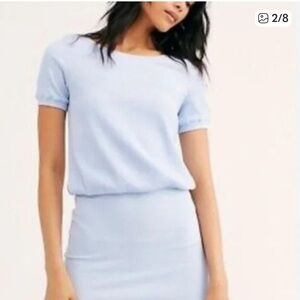 Free People Beach Blue Ribbed Open Back Dress